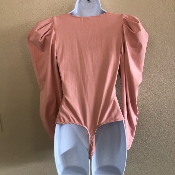 Free People Intimately Va Va Voop Deep V-Neck Puff Long Sleeves Bodysuit Sz XS - Picture 4 of 14